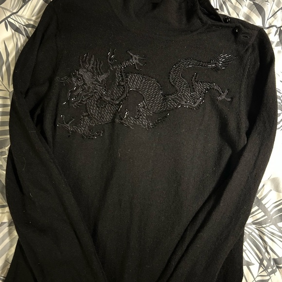 Black Sweater with Dragon Embroidery - Picture 5 of 5